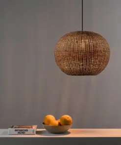 Faro Barcelona HAKA 300 Κρεμαστό Φωτιστικό E27 σε Μαύρο/Ραττάν 15W – 65134-74