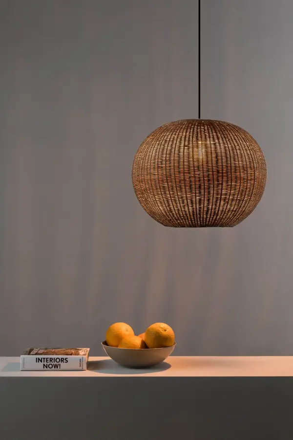 Faro Barcelona HAKA 300 Κρεμαστό Φωτιστικό E27 σε Μαύρο/Ραττάν 15W   – 65134-74