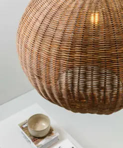 Faro Barcelona HAKA 530 Κρεμαστό Φωτιστικό E27 σε Μαύρο/Ραττάν 15W – 65134-75