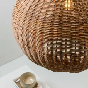 Faro Barcelona HAKA 530 Κρεμαστό Φωτιστικό E27 σε Μαύρο/Ραττάν 15W   – 65134-75