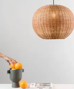 Faro Barcelona HAKA 530 Κρεμαστό Φωτιστικό E27 σε Μαύρο/Ραττάν 15W – 65134-75