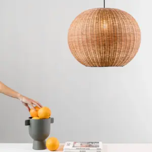 Faro Barcelona HAKA 530 Κρεμαστό Φωτιστικό E27 σε Μαύρο/Ραττάν 15W   – 65134-75