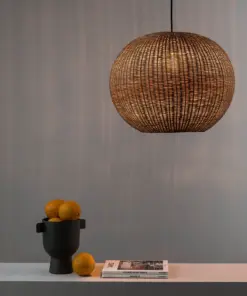 Faro Barcelona HAKA 530 Κρεμαστό Φωτιστικό E27 σε Μαύρο/Ραττάν 15W – 65134-75