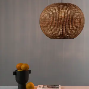 Faro Barcelona HAKA 530 Κρεμαστό Φωτιστικό E27 σε Μαύρο/Ραττάν 15W   – 65134-75