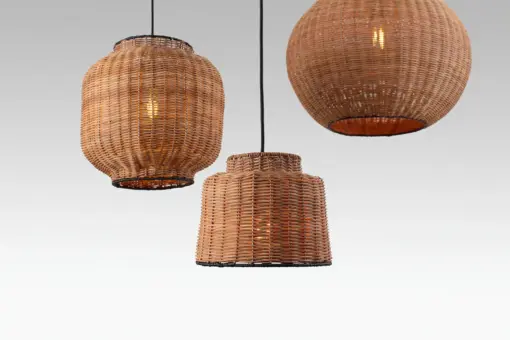 Faro Barcelona SAIPAN Κρεμαστό Φωτιστικό E27 σε Μαύρο/Ραττάν – 65134-76