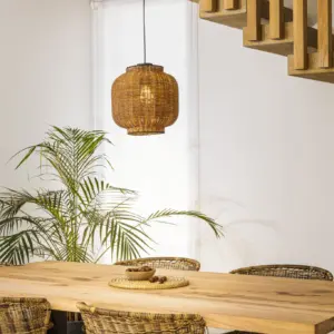 Faro Barcelona TUPAI Κρεμαστό Φωτιστικό E27 σε Μαύρο/Ραττάν  – 65134-77