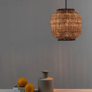 Faro Barcelona TUPAI Κρεμαστό Φωτιστικό E27 σε Μαύρο/Ραττάν  – 65134-77