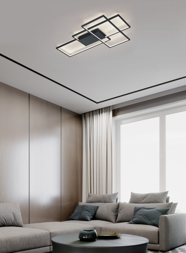 Φωτιστικό Οροφής Trio Lighting LED 40W  Ανθρακί Μεταλλικό Dimmable 3400lm RGB+3000-6000K με Τηλεχειριστήριο – 652690342