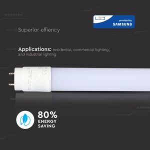 LED Λάμπα T8 G13 120cm 18W V-TAC PRO Samsung Chip 160° 1850lm Φυσικό 4000K – 21654