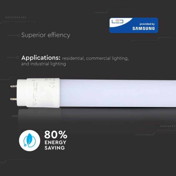 LED Λάμπα T8 G13 120cm 18W V-TAC PRO Samsung Chip 160° 1850lm Φυσικό 4000K – 21654