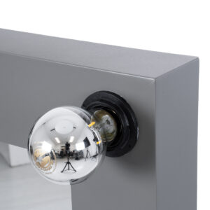 GloboStar® MAKEUP MIRROR-160×80-6 Μοντέρνος Καθρέπτης Μακιγιάζ με Πλαίσιο Φυσικού Ξύλου με Διακόπτη On/Off 20 x E27 AC220-240V – Μ80 x Π7 x Υ160cm – Γκρι Ανθρακί