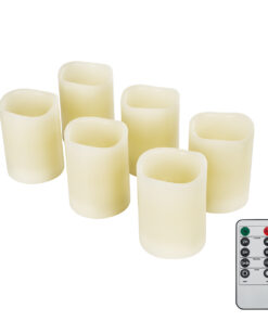 GloboStar® WISHFULL 79566 ΣΕΤ 6 Διακοσμητικών Realistic Κεριών Παραφίνης με LED Εφέ Κινούμενης Φλόγας – Μπαταρίας & Ασύρματο Χειριστήριο IR Σχέδιο Λιωμένο Κερί Θερμό Λευκό 2700K Dimmable