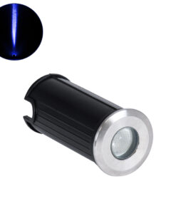 GloboStar® UNDERGROUND-GENA 90199 Χωνευτό Φωτιστικό Σποτ Δαπέδου LED 1W 80lm 5° DC 24V Αδιάβροχο IP68 Φ3 x Υ6cm Μπλε – Ανοξείδωτο Ατσάλι – 3 Years Warranty