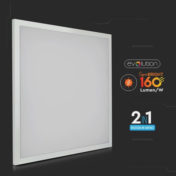 LED Πάνελ Τετράγωνο 2 σε 1 Επιφανειακό-Χωνευτό 60x60cm 25W V-TAC 110° 4000lm Φυσικό 4000K – 6601