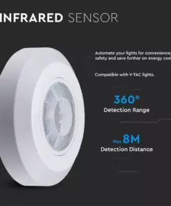 Αισθητήρας κίνησης οροφής λευκό σώμα MAX 200W V-TAC – 6606