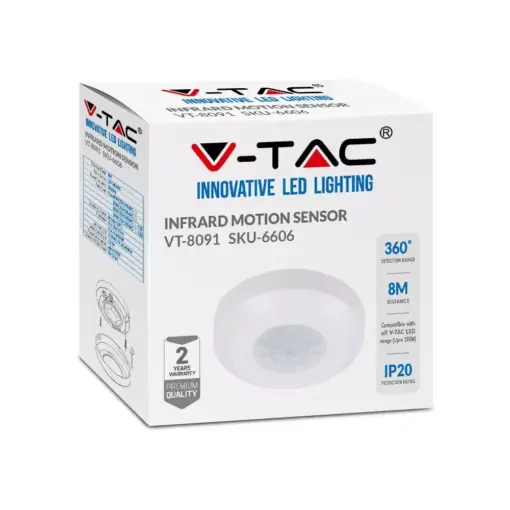 Αισθητήρας κίνησης οροφής λευκό σώμα MAX 200W V-TAC – 6606