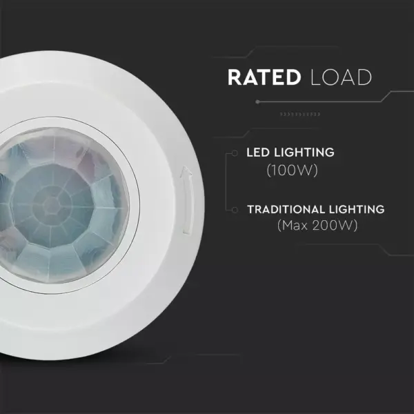 Αισθητήρας κίνησης οροφής λευκό σώμα MAX 200W V-TAC – 6606
