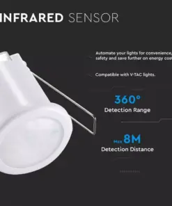 Αισθητήρας κίνησης χωνευτός οροφής λευκό σώμα MAX 400W V-TAC – 6608