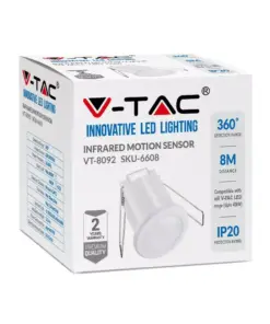 Αισθητήρας κίνησης χωνευτός οροφής λευκό σώμα MAX 400W V-TAC – 6608