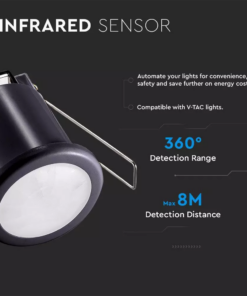 Αισθητήρας κίνησης χωνευτός οροφής μαύρο σώμα MAX 400W V-TAC – 6609