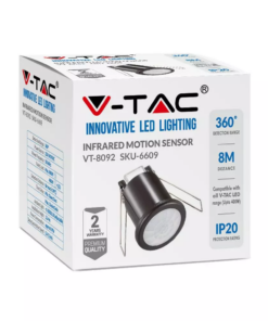 Αισθητήρας κίνησης χωνευτός οροφής μαύρο σώμα MAX 400W V-TAC – 6609