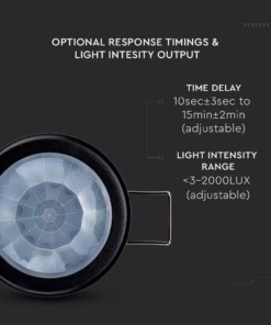 Αισθητήρας κίνησης χωνευτός οροφής μαύρο σώμα MAX 400W V-TAC – 6609