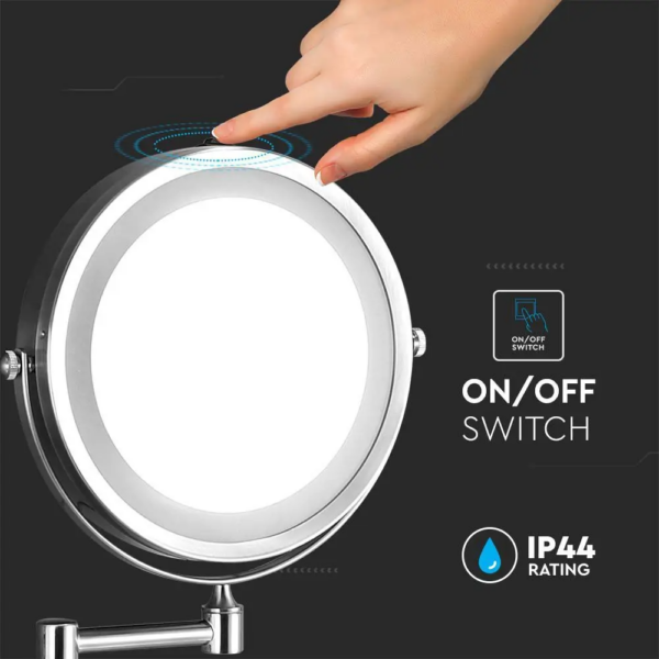 LED Επιτοίχιος Καθρέφτης 3W Μπαταρίας με Βραχίονα Περιστρεφόμενος 6400K – 6628