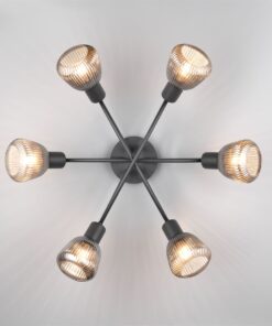 Πολύφωτο Οροφής Μαύρο Ματ & Γυαλί TARIFA 6xE27 Trio Lighting – 662800632