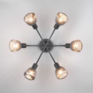Πολύφωτο Οροφής Μαύρο Ματ & Γυαλί TARIFA 6xE27 Trio Lighting – 662800632