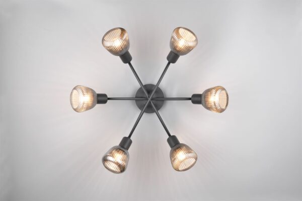 Πολύφωτο Οροφής Μαύρο Ματ & Γυαλί TARIFA 6xE27 Trio Lighting – 662800632