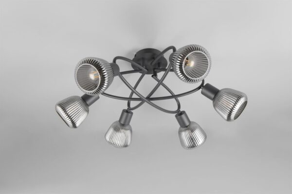 Πολύφωτο Οροφής Μαύρο Ματ & Γυαλί TARIFA 6xE27 Trio Lighting – 662800632