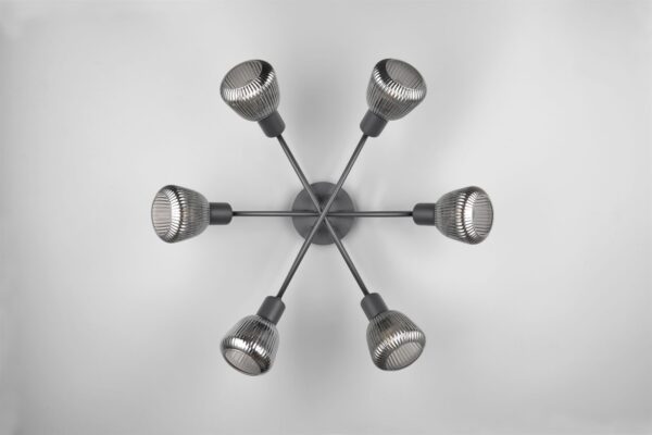 Πολύφωτο Οροφής Μαύρο Ματ & Γυαλί TARIFA 6xE27 Trio Lighting – 662800632