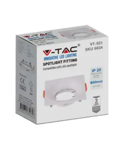 Χωνευτό φωτιστικό Spot GU10 τετράγωνο λευκό V-TAC – 6634