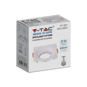 Χωνευτό φωτιστικό Spot GU10 τετράγωνο λευκό V-TAC – 6634