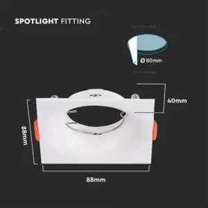 Χωνευτό φωτιστικό Spot GU10 τετράγωνο λευκό V-TAC – 6634