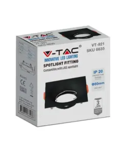 Χωνευτό φωτιστικό Spot GU10 τετράγωνο μαύρο V-TAC – 6635