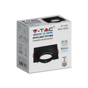 Χωνευτό φωτιστικό Spot GU10 τετράγωνο μαύρο V-TAC – 6635