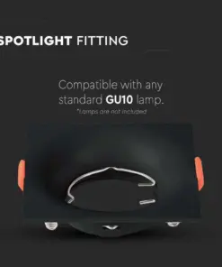 Χωνευτό φωτιστικό Spot GU10 τετράγωνο μαύρο V-TAC – 6635