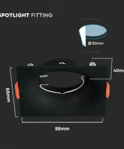 Χωνευτό φωτιστικό Spot GU10 τετράγωνο μαύρο V-TAC – 6635