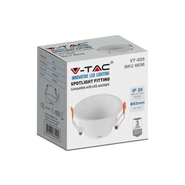 Χωνευτό φωτιστικό Spot GU10 στρογγυλό βαθύ λευκό V-TAC – 6636