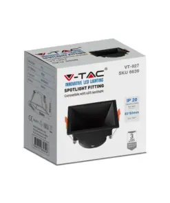 Χωνευτό φωτιστικό Spot GU10 τετράγωνο μαύρο V-TAC – 6639