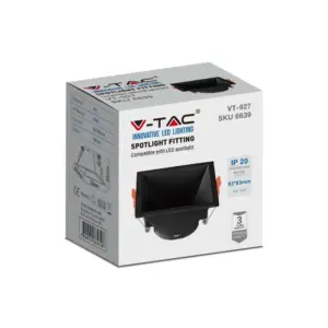 Χωνευτό φωτιστικό Spot GU10 τετράγωνο μαύρο V-TAC – 6639