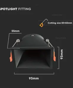 Χωνευτό φωτιστικό Spot GU10 τετράγωνο μαύρο V-TAC – 6639