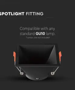 Χωνευτό φωτιστικό Spot GU10 τετράγωνο μαύρο V-TAC – 6639