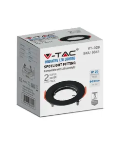 Χωνευτό φωτιστικό Spot GU10 στρογγυλό μαύρο 2 τμχ. V-TAC – 6641