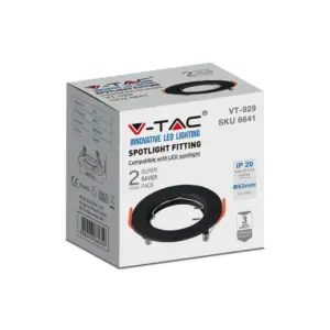Χωνευτό φωτιστικό Spot GU10 στρογγυλό μαύρο 2 τμχ. V-TAC – 6641