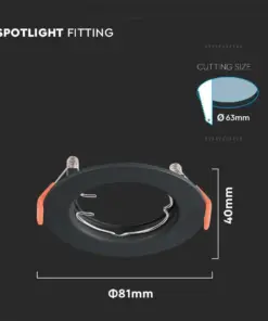 Χωνευτό φωτιστικό Spot GU10 στρογγυλό μαύρο 2 τμχ. V-TAC – 6641