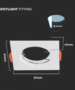 Χωνευτό φωτιστικό Spot GU10 τετράγωνο λευκό 2 τμχ. V-TAC – 6642