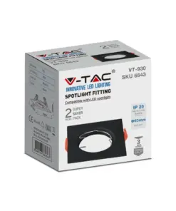 Χωνευτό φωτιστικό Spot GU10 τετράγωνο μαύρο 2 τμχ. V-TAC – 6643