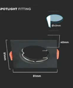 Χωνευτό φωτιστικό Spot GU10 τετράγωνο μαύρο 2 τμχ. V-TAC – 6643